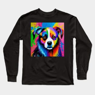 Cool Neon Puppy Print Long Sleeve T-Shirt